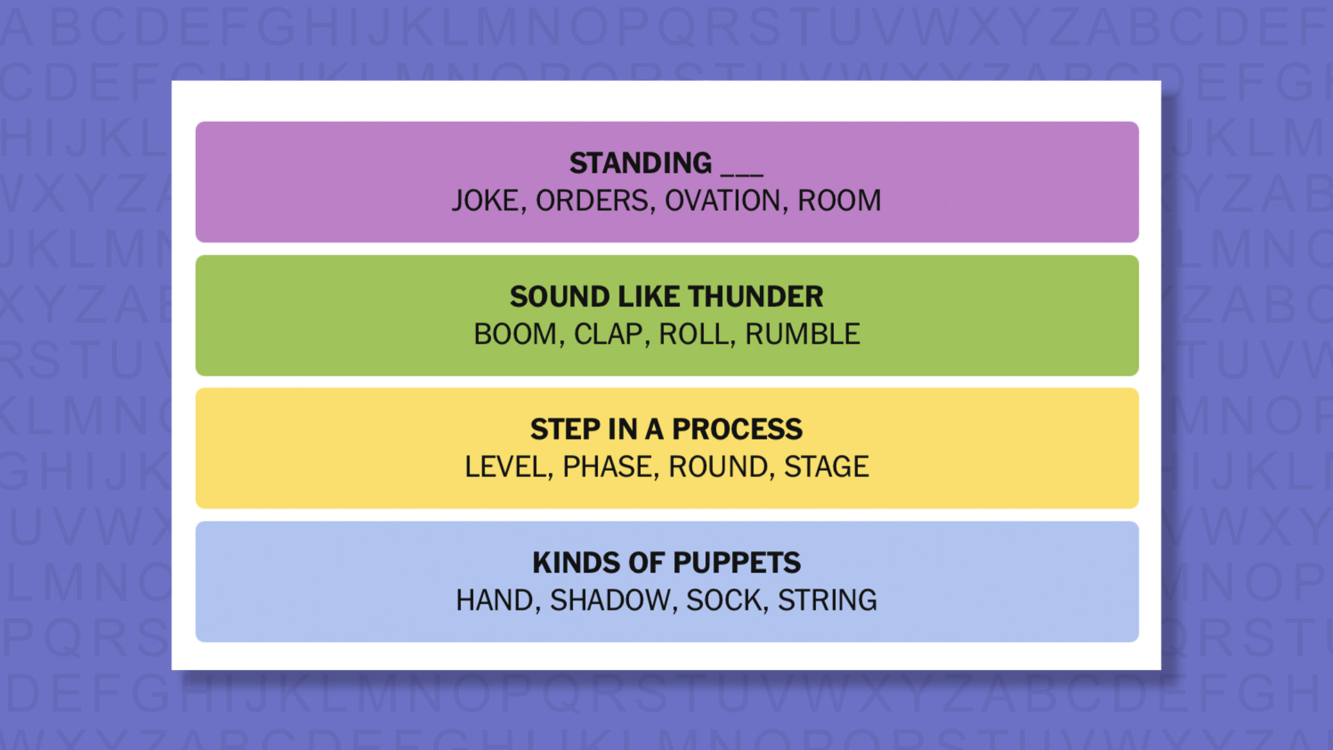 NYT Connections answers for game 1053 on purple background