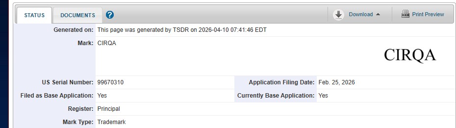 List of Garmin Cirqa brands from the USTPO database