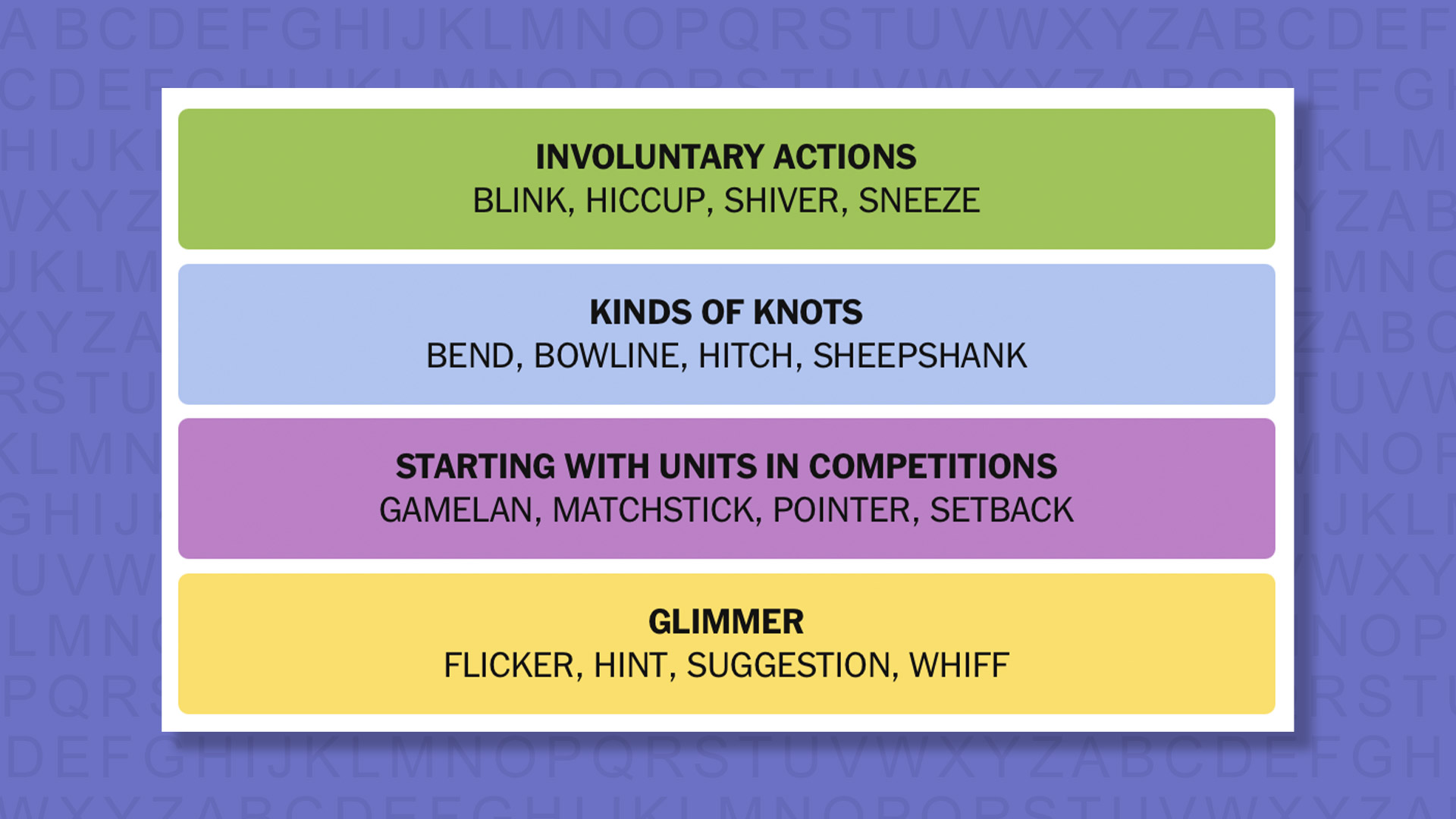 NYT Connections answers for game 1059 on purple background
