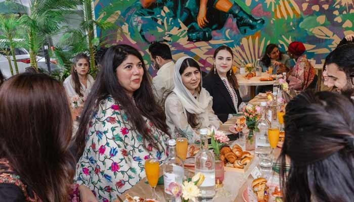 Girls' education campaigner Malala Yousufzai speaks at a roundtable meeting of influential Pakistanis. — Betty Laura Zapata for the Malala Fund