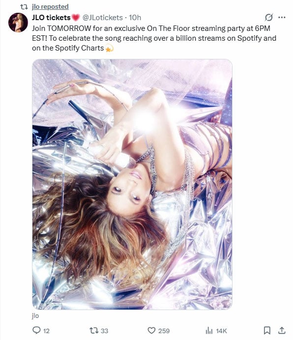 Jennifer Lopez celebrates milestone in On The Floor