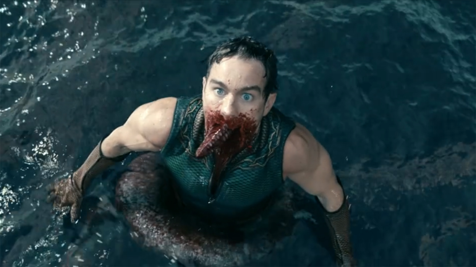 The Deep's mouth is pierced by the tentacle of a giant squid in episode 8 of season 5 of The Boys.