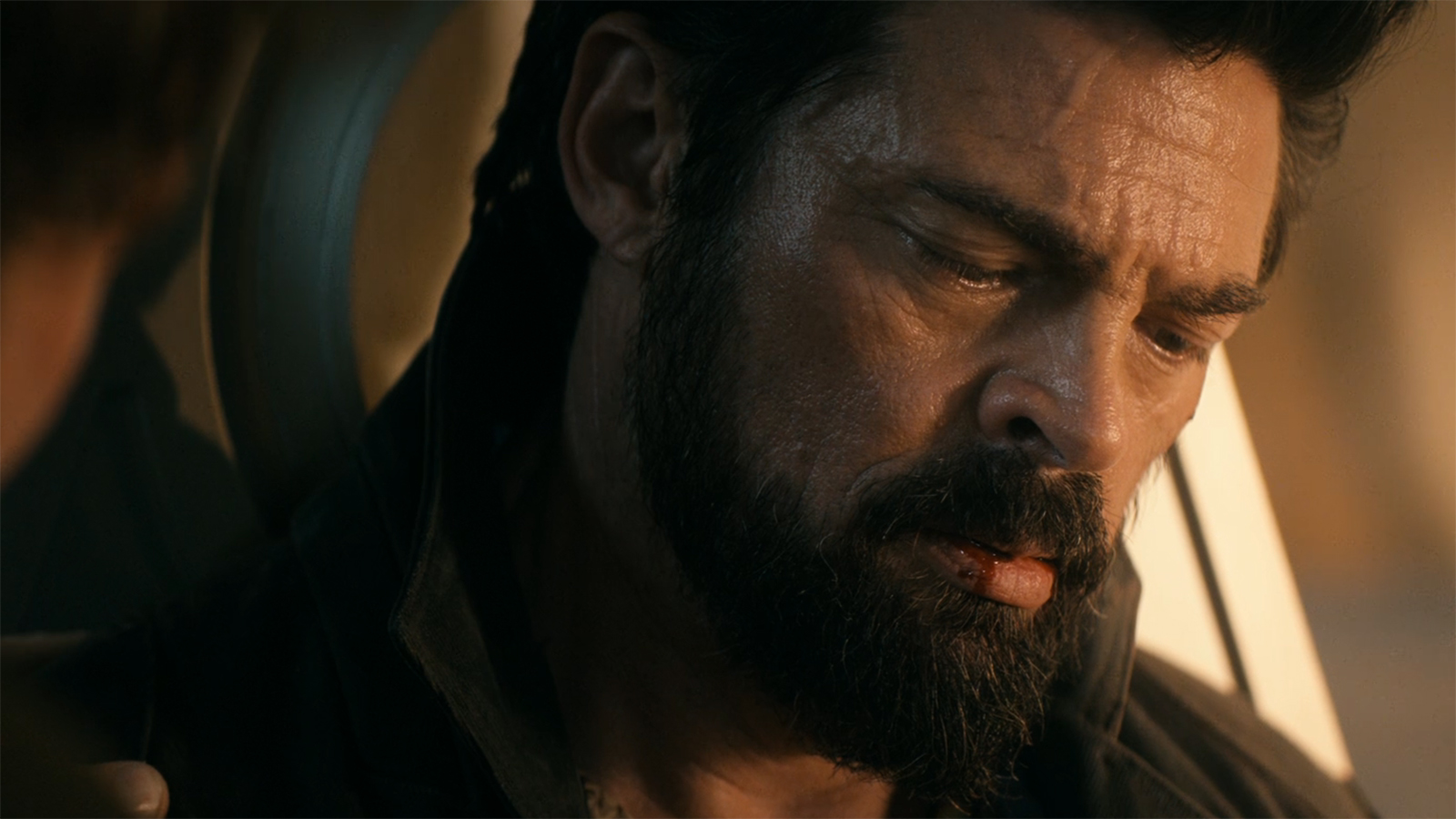 A close-up of Billy Butcher's face dying in episode 8 of season 5 of The Boys