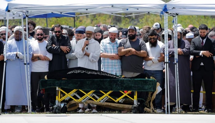 People attend a prayer service for shooting victims at the Islamic Center, in San Diego, California, the United States, May 21, 2026. — Reuters