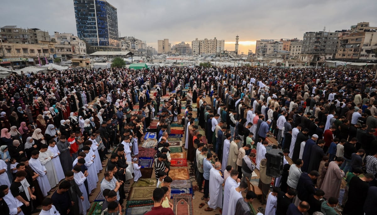 Palestinian Muslims attend Eid ul Adha prayers in Gaza City, May 27, 2026. — Reuters