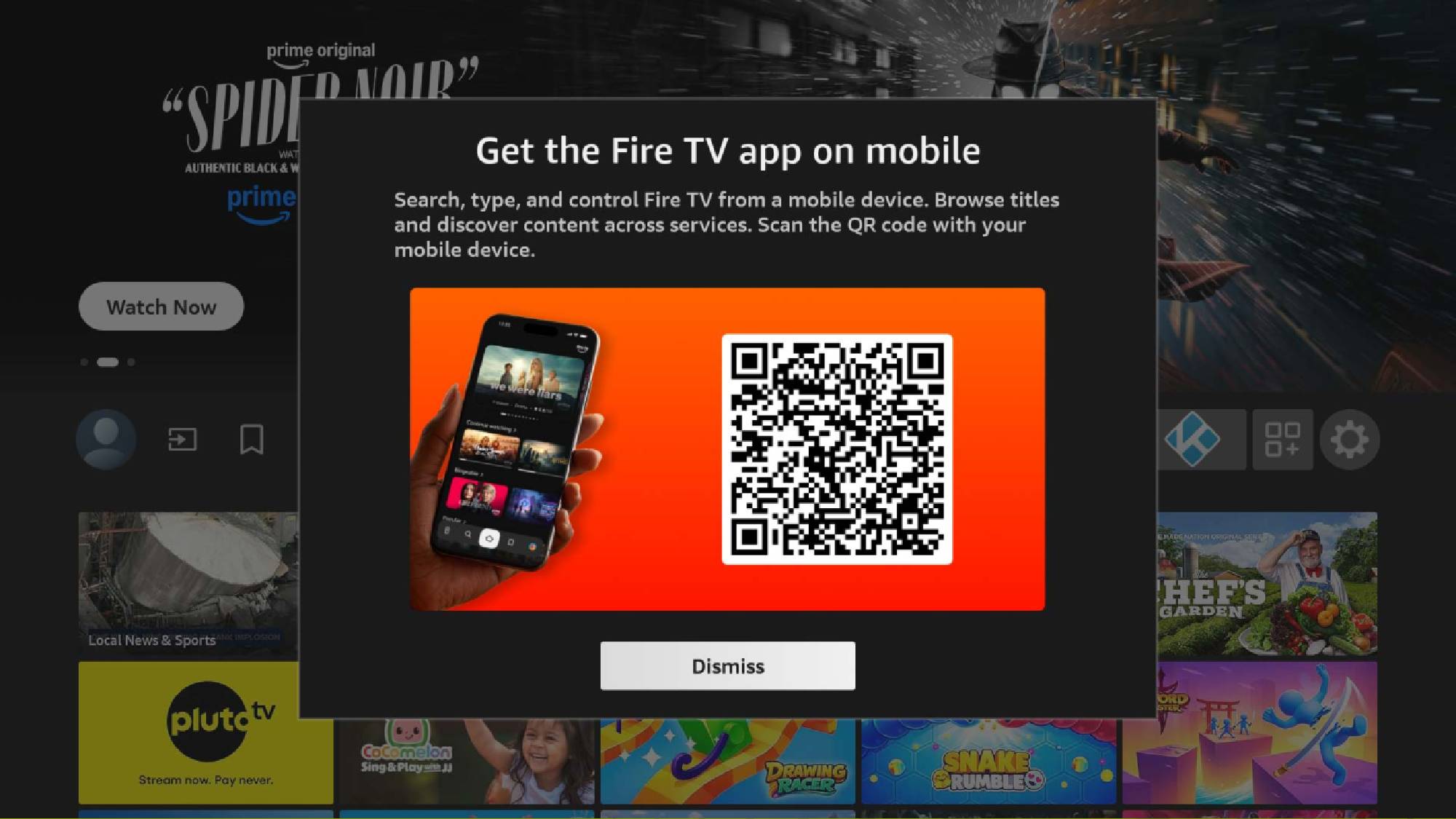 A pop-up on the Fire TV home screen