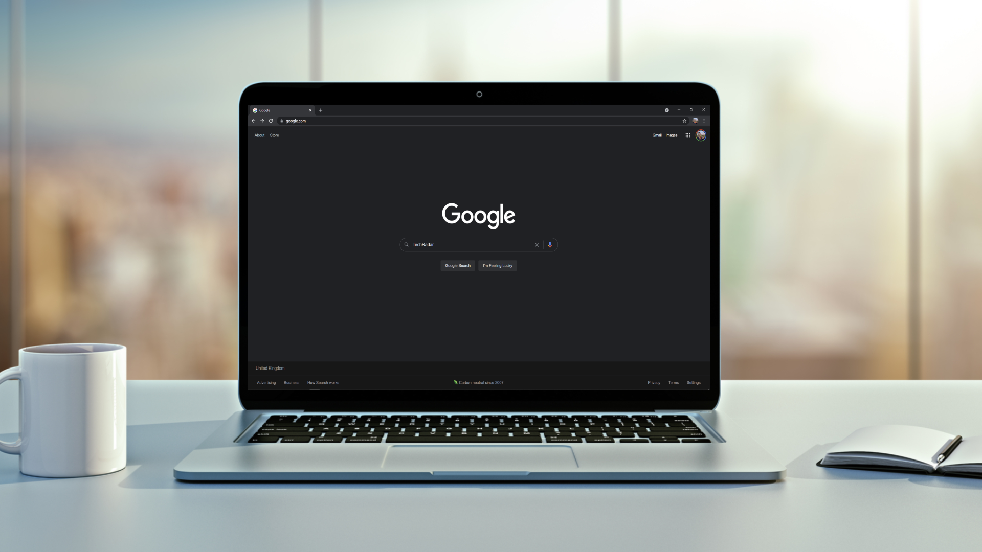 Google search in dark mode