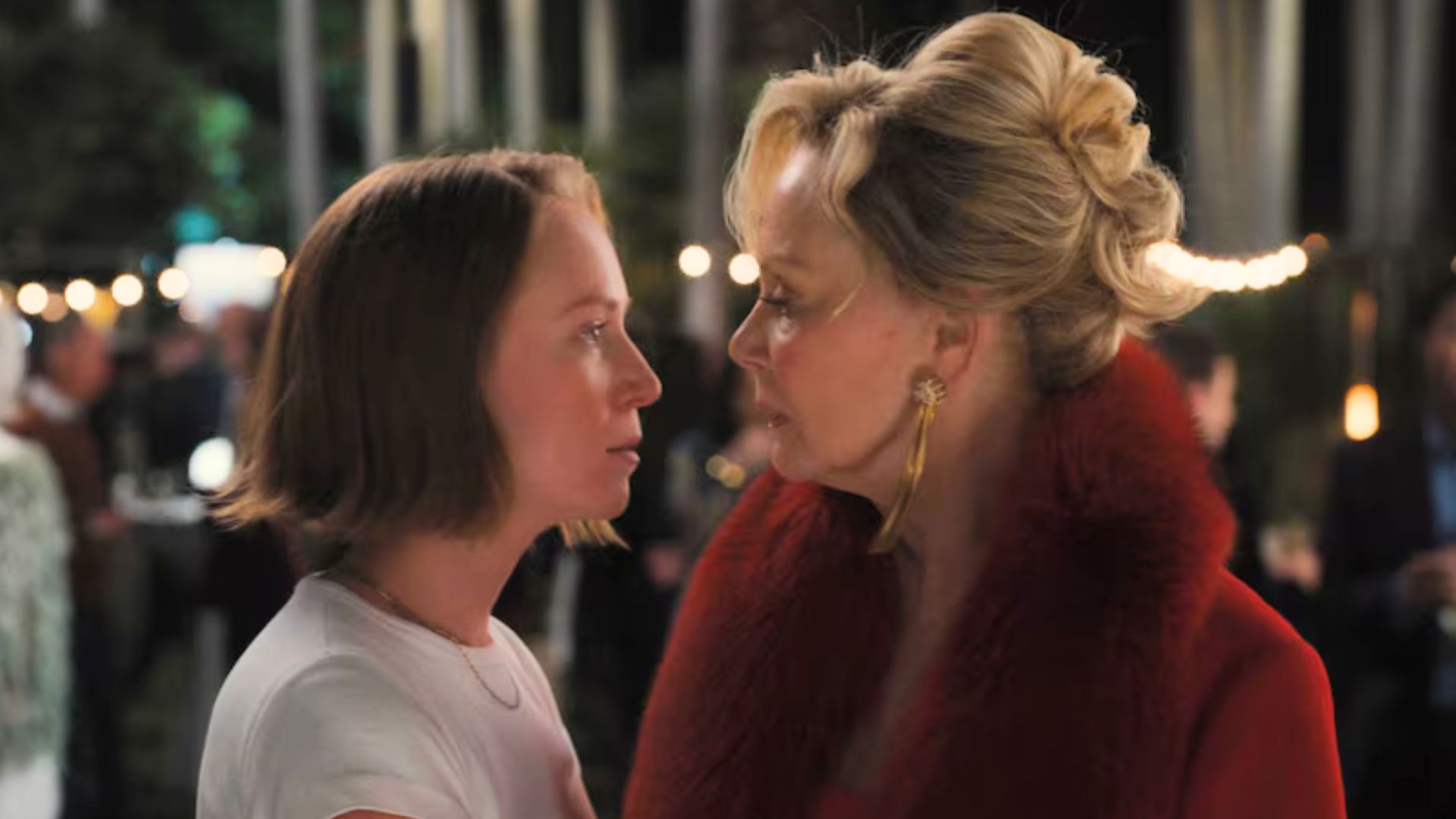 Ava and Deborah look at each other closely