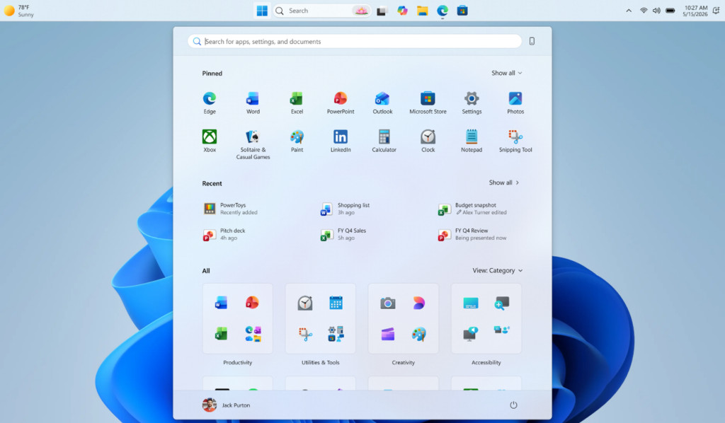 Windows 11 taskbar displayed on top on desktop