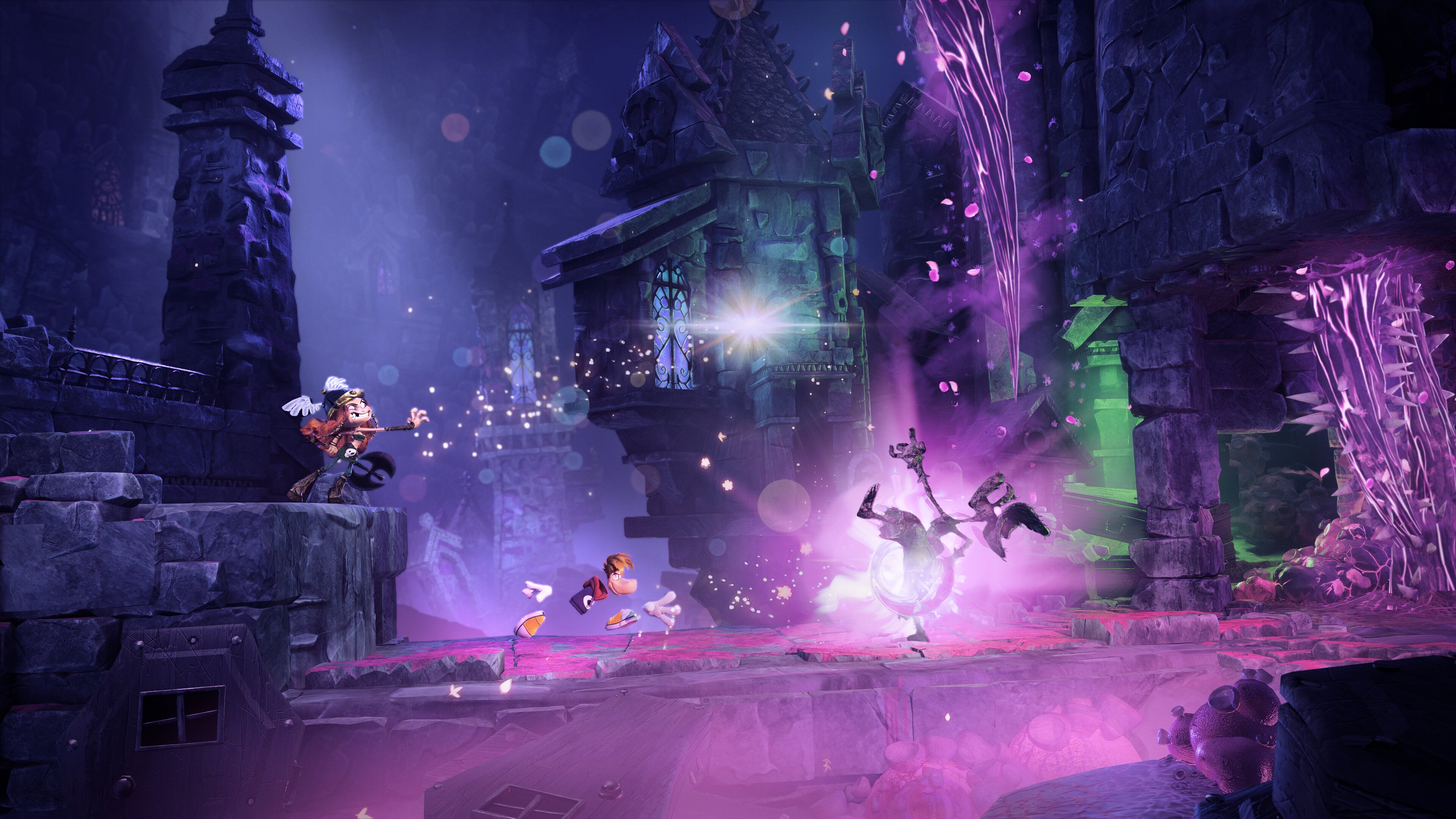 A screenshot of a scary level in Rayman Legends Retold.
