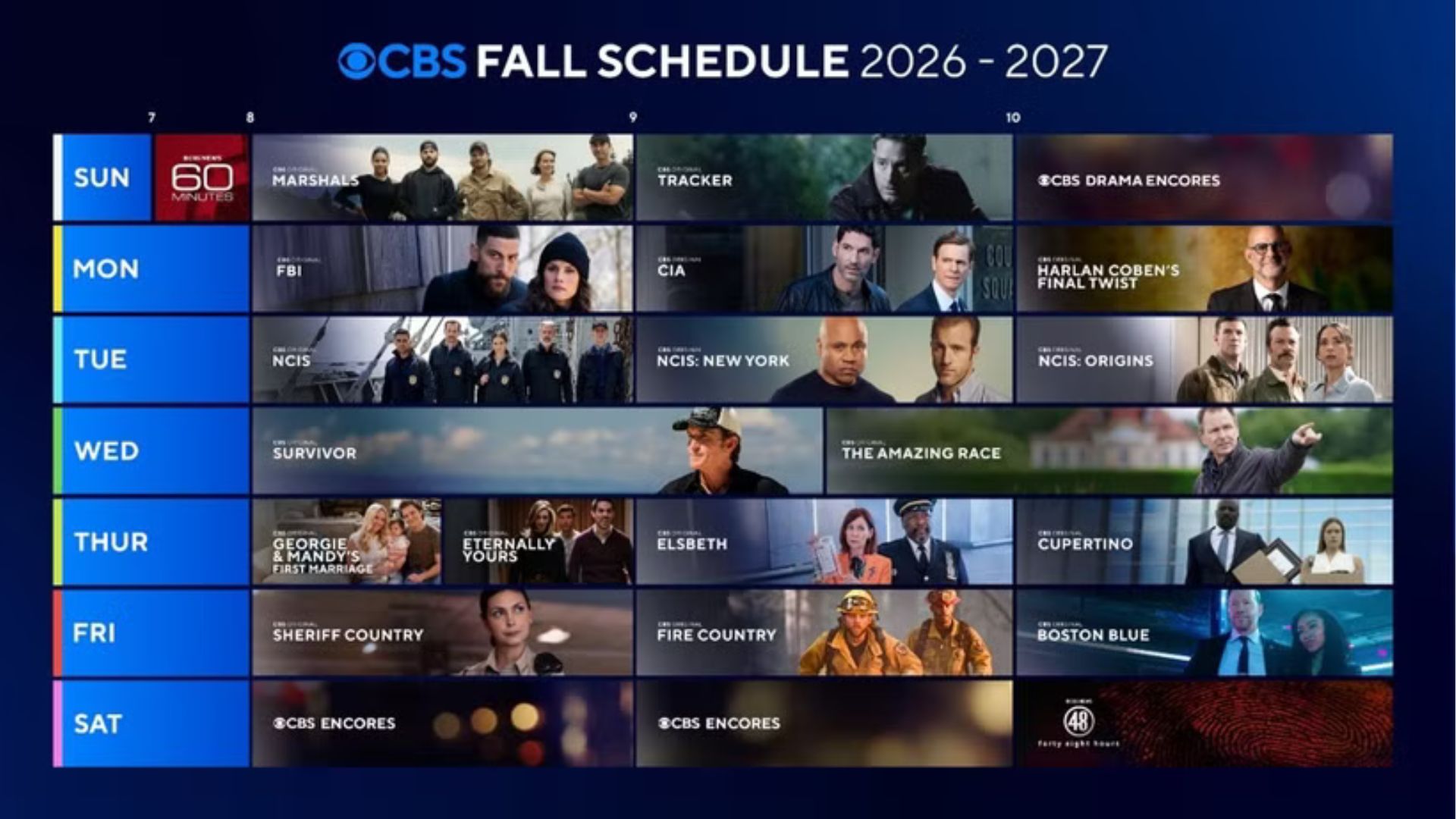 A screenshot from CBS' fall 2026 calendar