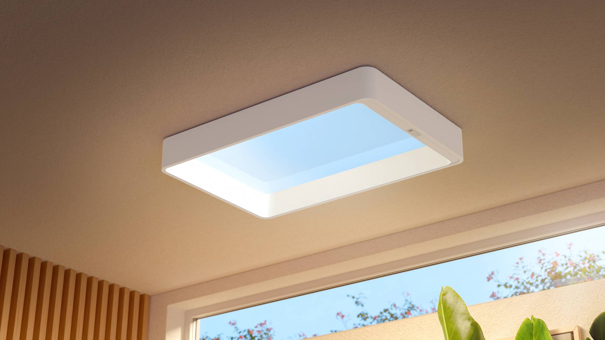 The Philips skylight attached to the ceiling of a house imitating a blue sky