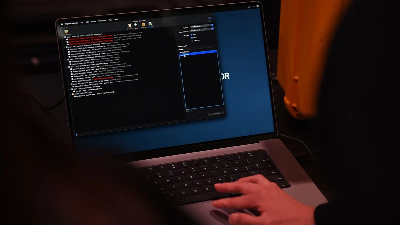 A person working at the FBI's Kinetic Cyber ​​Range training facility.