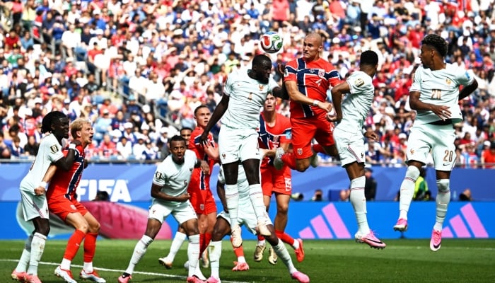 Norway's Leo Ostigard in action with Frances Dayot Upamecano and Desire Doue during the 2026 FIFA World Cup Group I match at Boston Stadium, Foxborough, Massachusetts, United States, June 26, 2026. — Reuters
