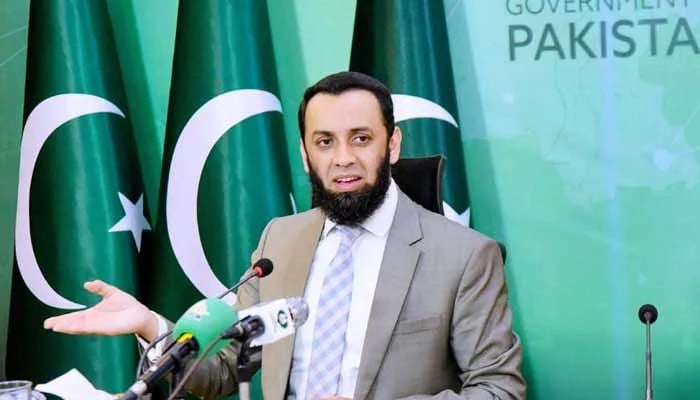 Federal Minister for Information and Broadcasting Attaullah Tarar gestures during a press conference in Islamabad on July 1, 2024. — APP