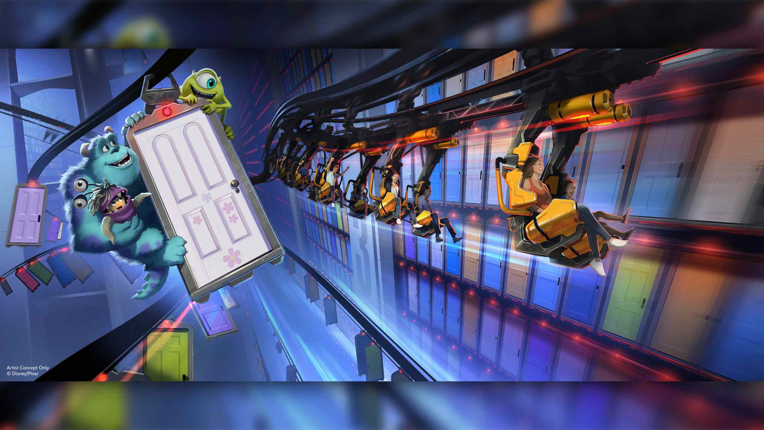 Monsters Inc. Disney World Concept Art Door Coaster