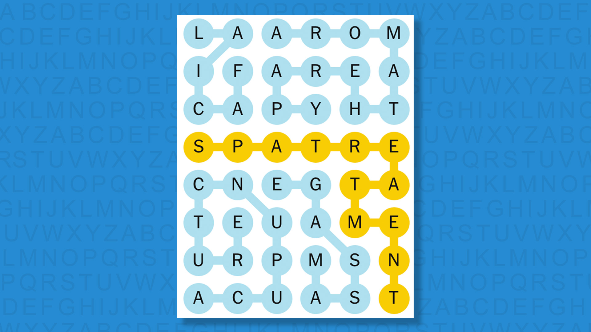 NYT Strands answers for game 844 on blue background