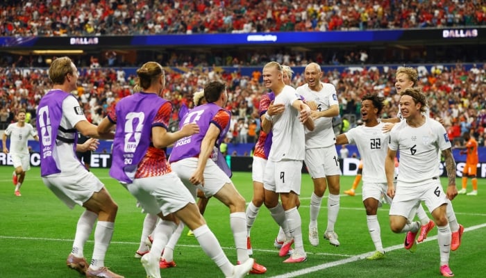 Norway's Erling Haaland celebrates his second goal with teammates against Ivory Coast in the round of 16 at Dallas Stadium, Arlington, Texas, United States, June 30, 2026. — Reuters