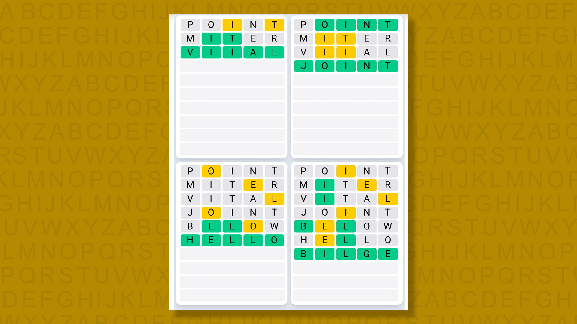 Quordle Daily Sequence answers for game 1622 on yellow background