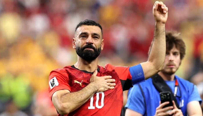 Mohamed Salah #10 of Egypt applauds the fans after the team's victory on penalties during the 2026 FIFA World Cup Round of 16 match between Australia and Egypt at Dallas Stadium on July 3, 2026 in Arlington, Texas, United States. -AFP
