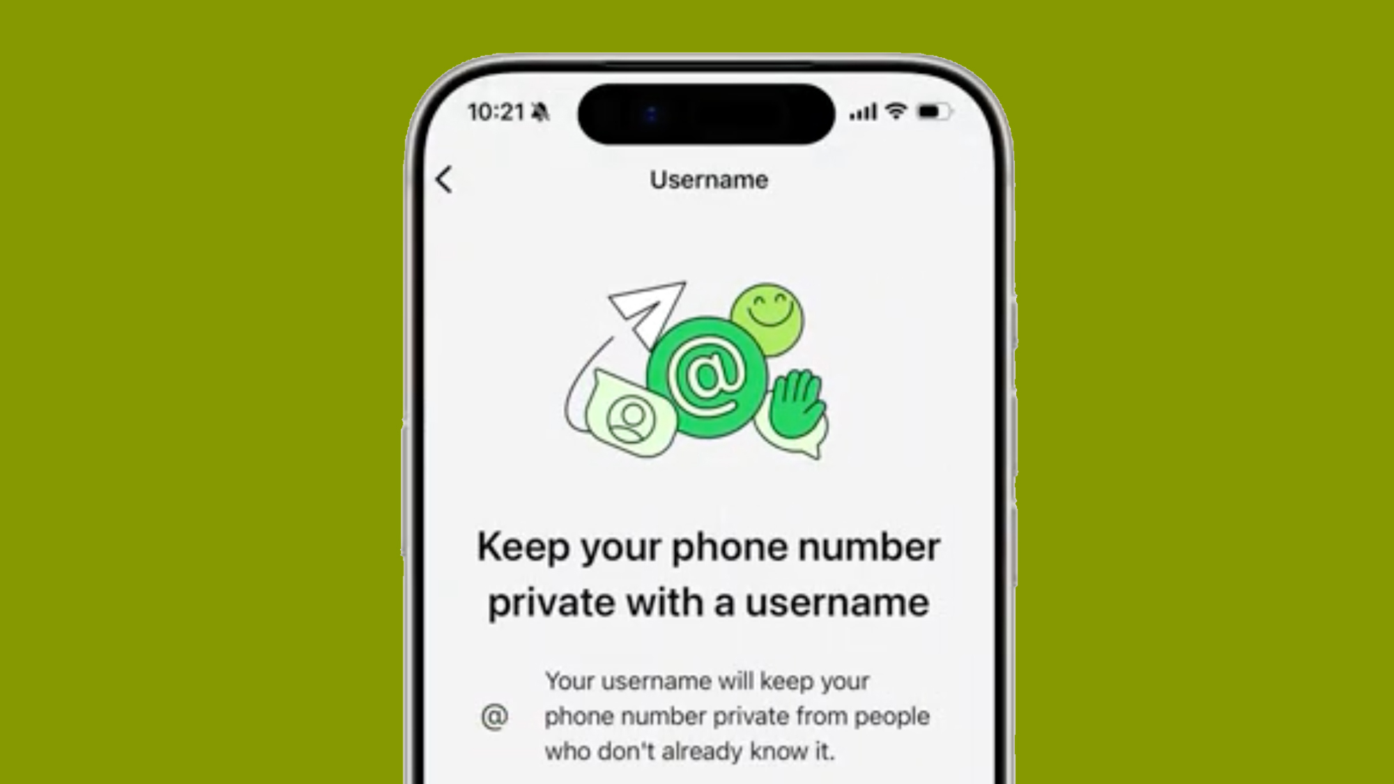 Reservation of usernames on WhatsApp