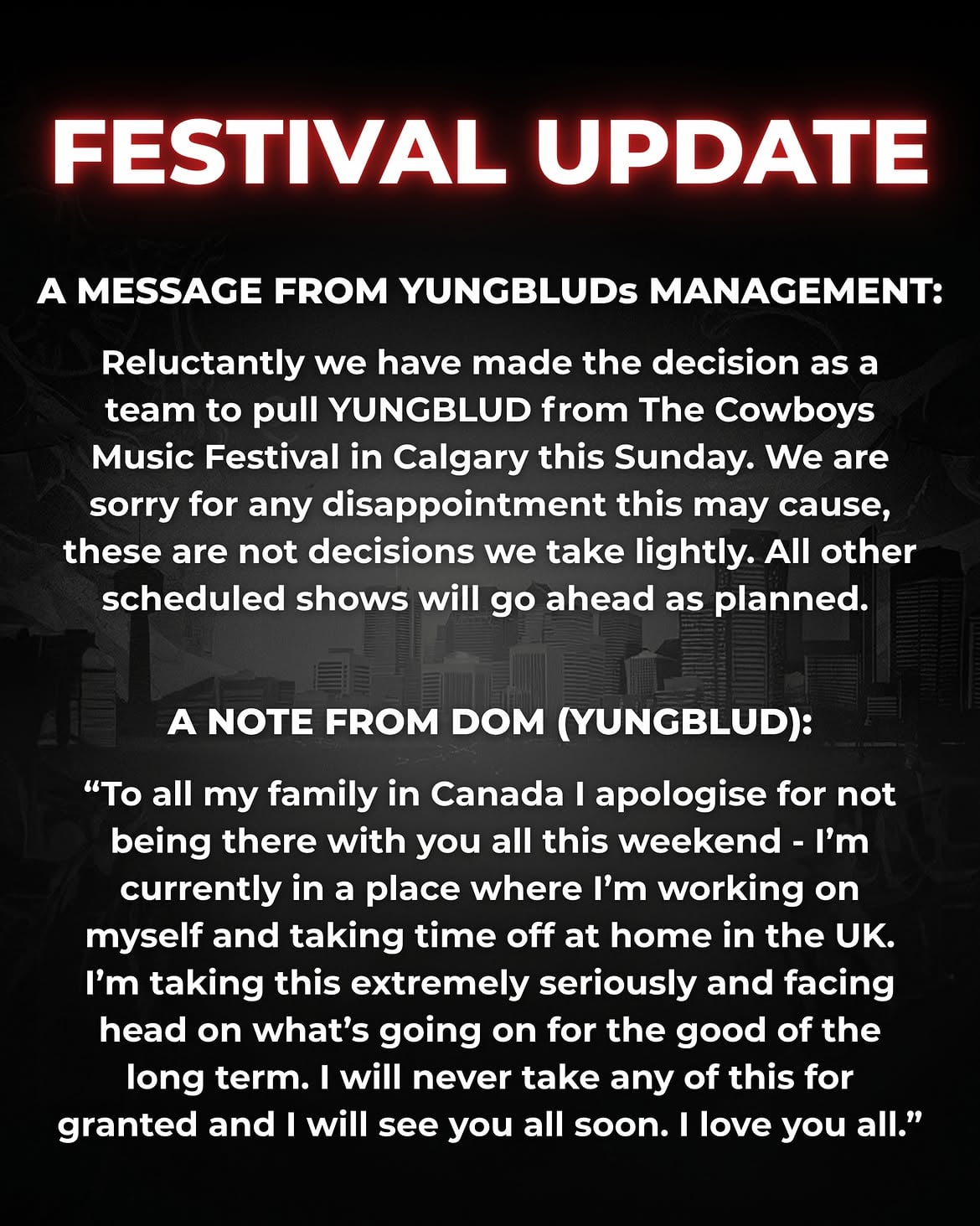 Yungblud leaves the festival in full performance