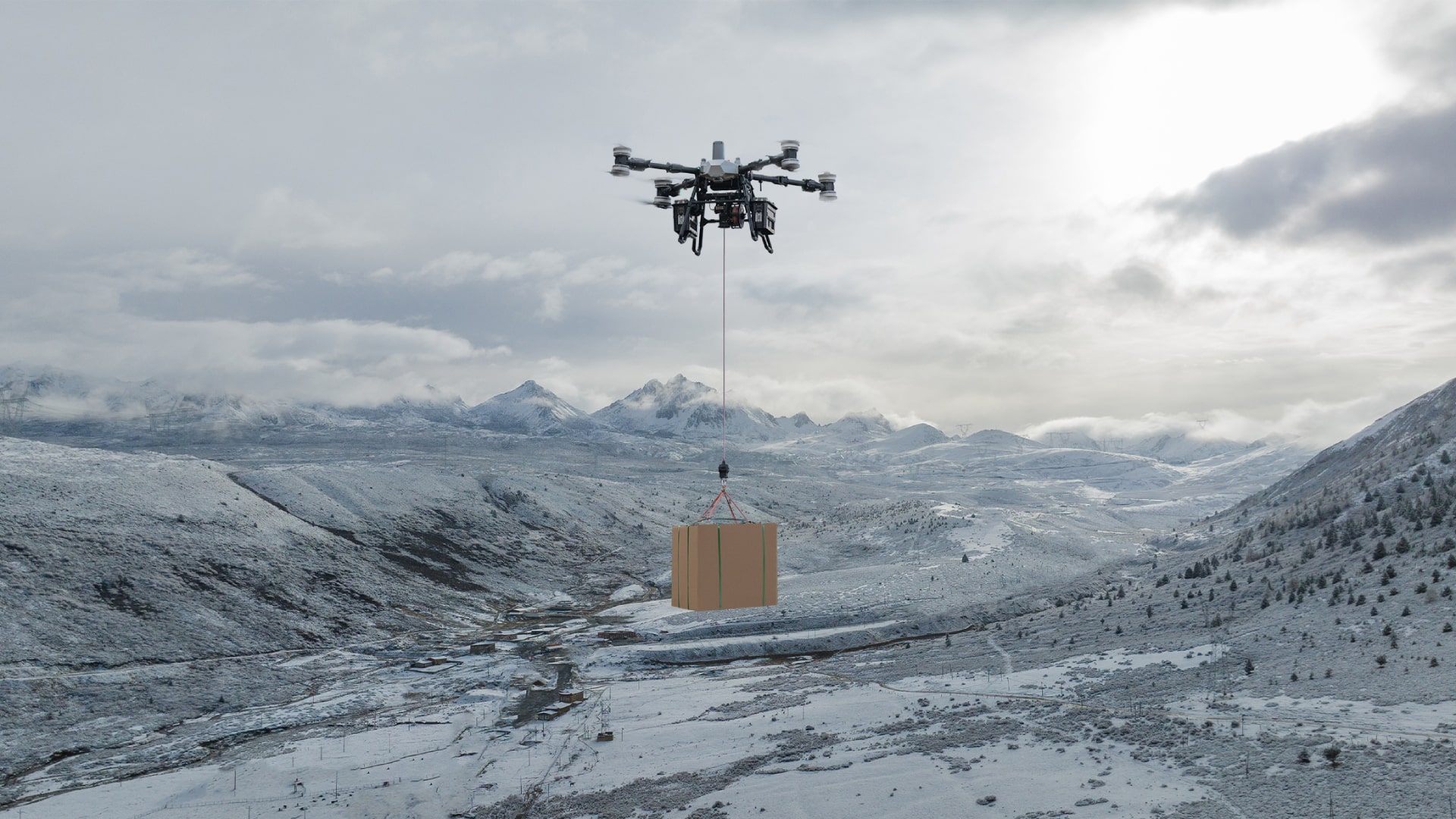 The DJI FlyCart 100 drone in use.