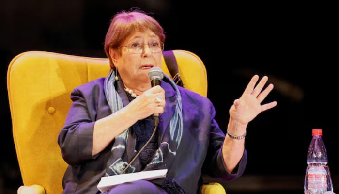 Former Chilean President Michelle Bachelet, candidate for UN secretary-general, speaks during an event commemorating the 20th anniversary of the first government presided over by a woman at Valparaiso University in Valparaiso, Chile, March 31, 2026. — Reuters