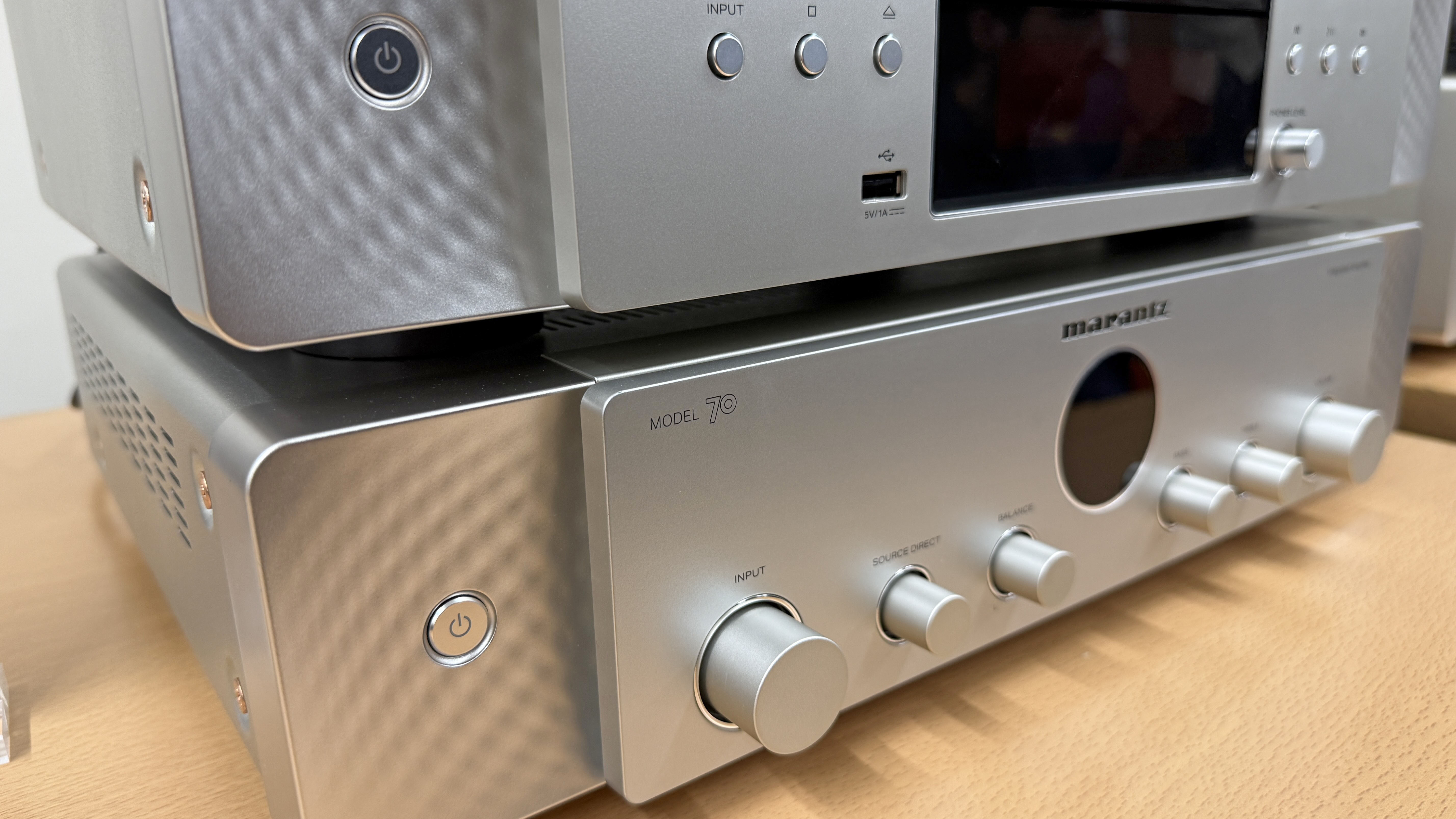 Marantz Model 70 amplifier and CD 70 CD player on a wooden surface