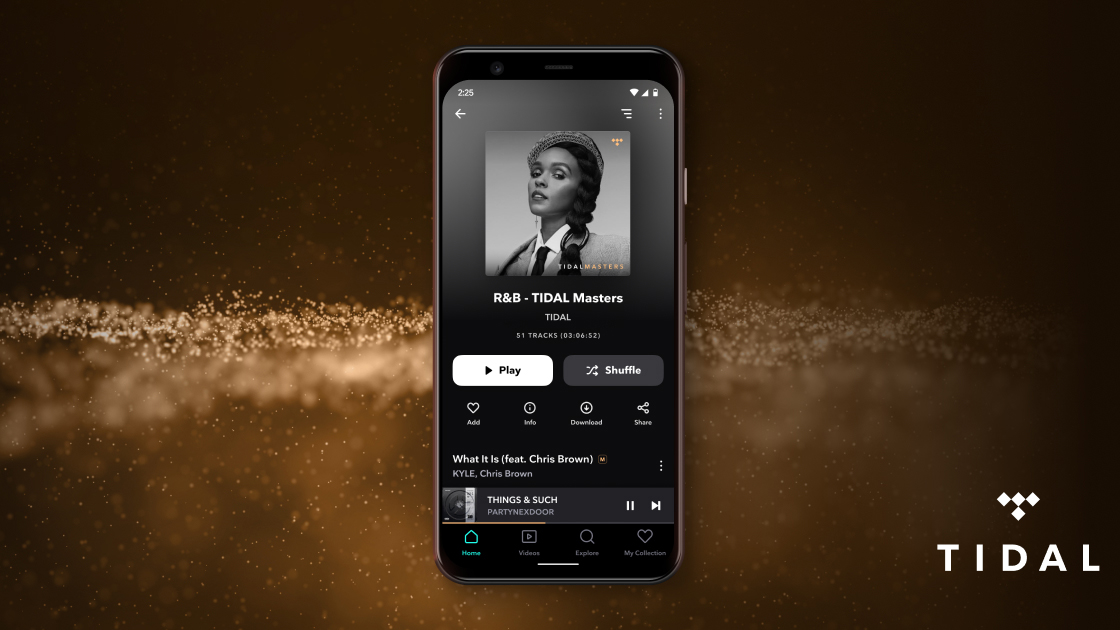 A promotional photo of Tidal on an Android device.
