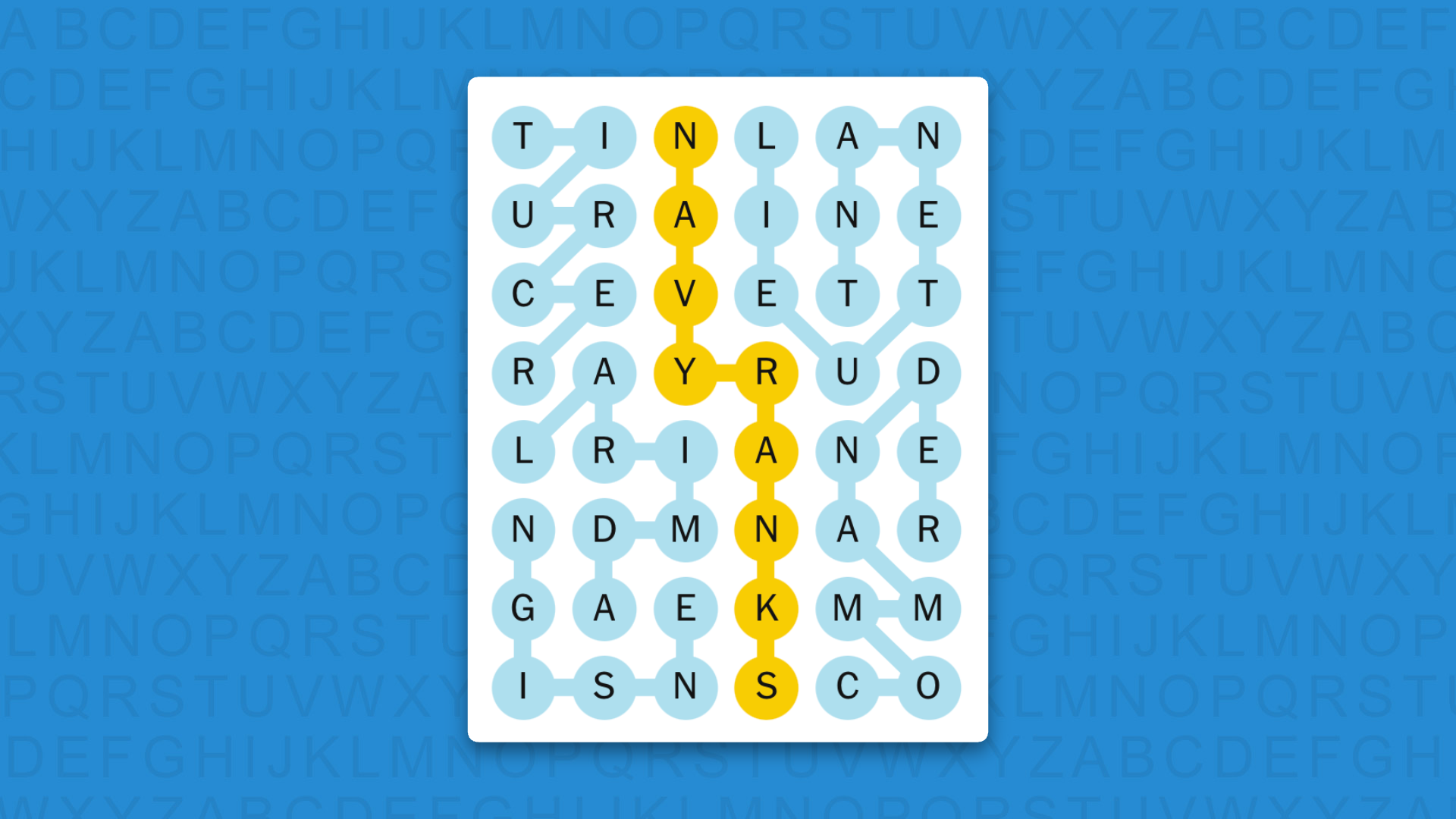 NYT Strands answers for game 872 on blue background