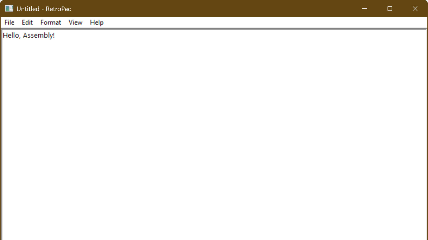 TinyRetroPad running displaying a text document