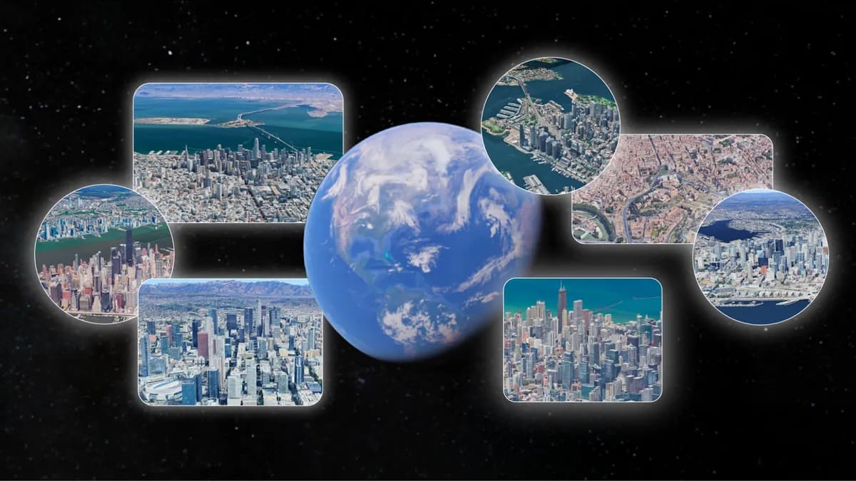 A series of photos from the Google Earth application.
